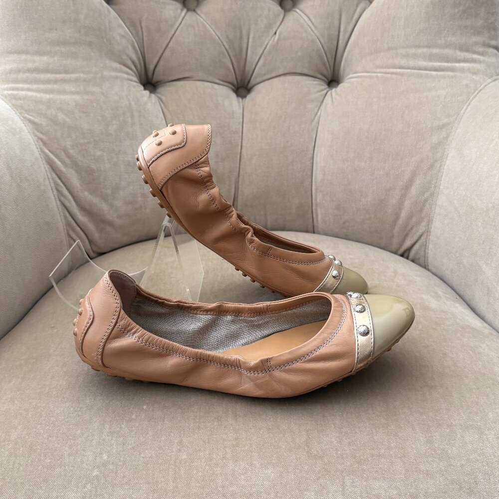 Auth. TOD'S Italy Genuine Leather & Patent Gommino Ballet Scrunch Driving Shoes - Picture 4 of 7